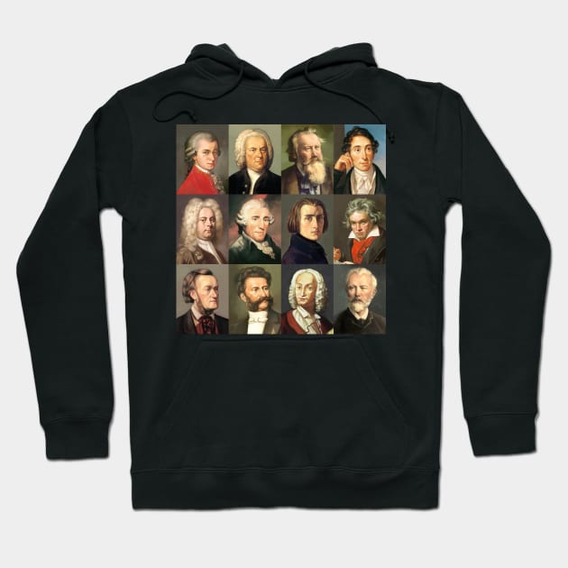 12 Composers Portraits Hoodie by Bach4you